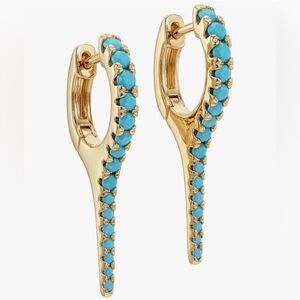 Elegant Gold Plated and Turquoise Dagger Earrings- New in Box